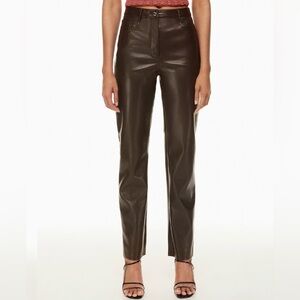 Wilfred Melina Faux Leather Pants Mocha Brown Size 8